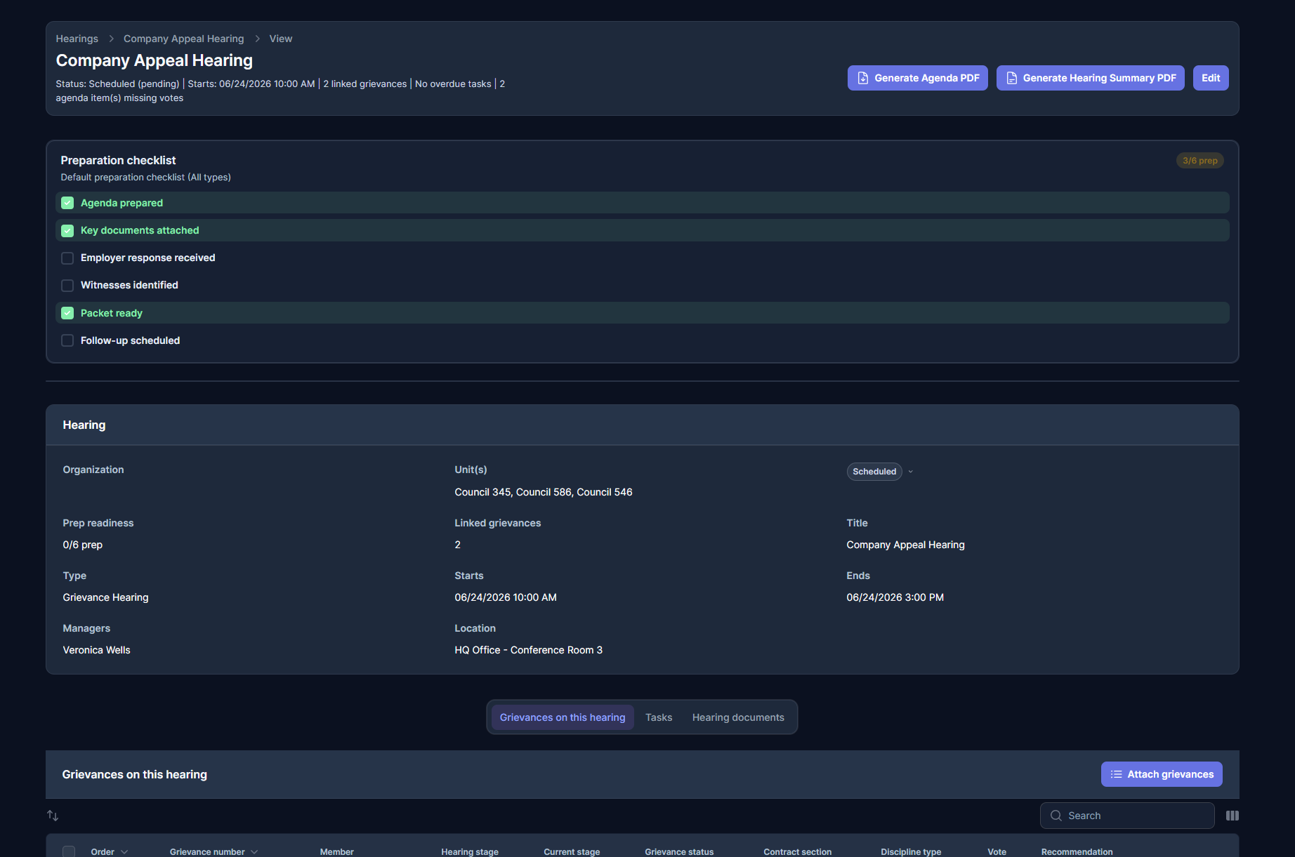 RepliaOS screenshot capturing details about an upcoming appeal hearing.