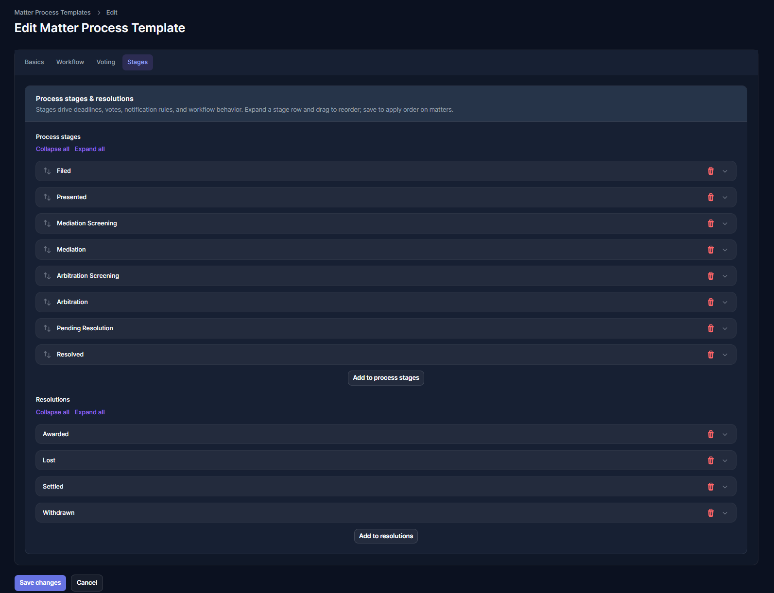 RepliaOS screenshot showing creation of a custom grievance process.